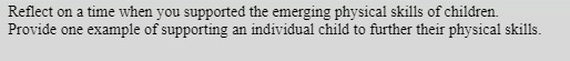  Reflect on a time when you supported the emerging physical skills