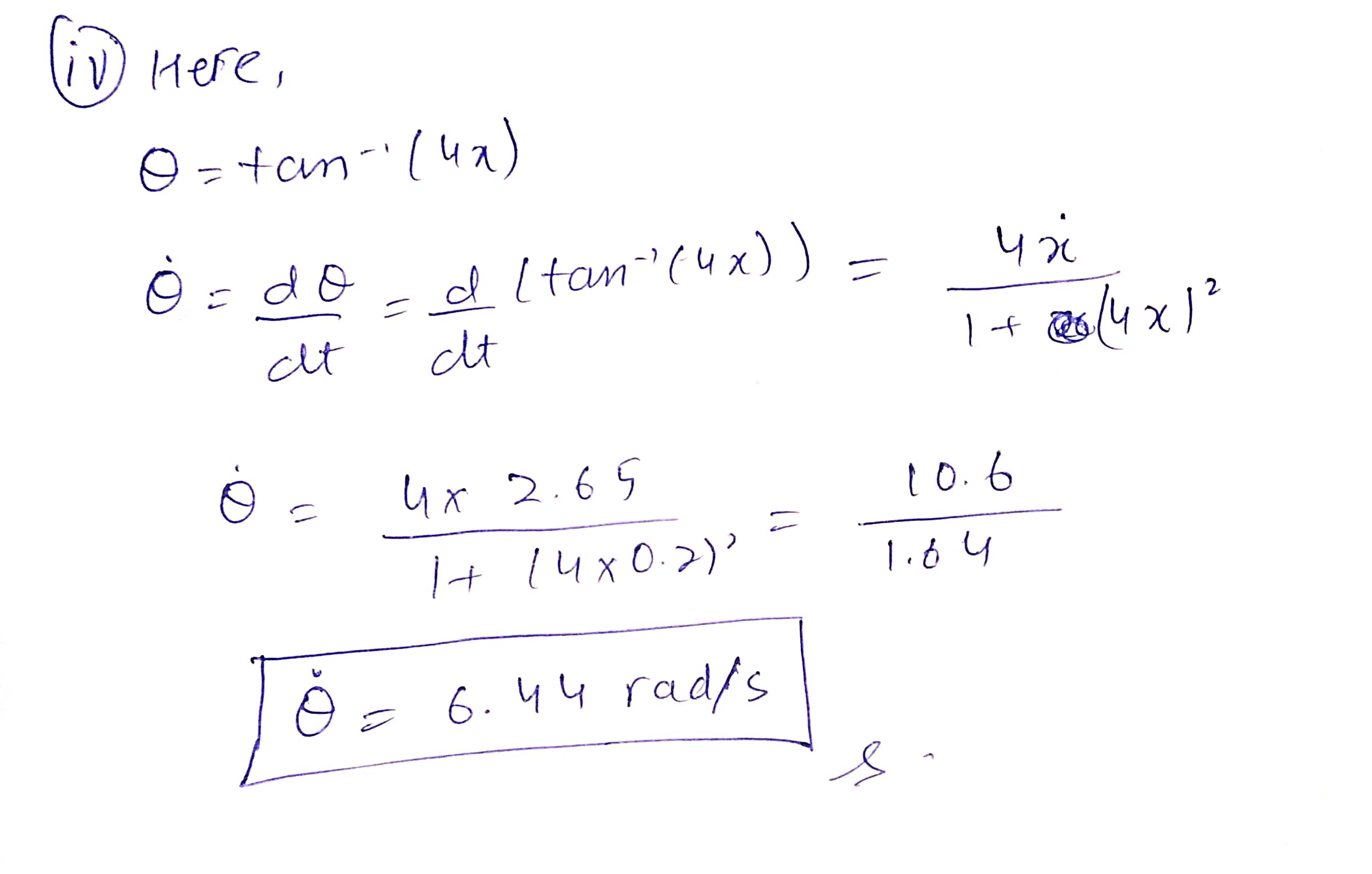 = 4x2 - When x = 0.2 m - Speed of the