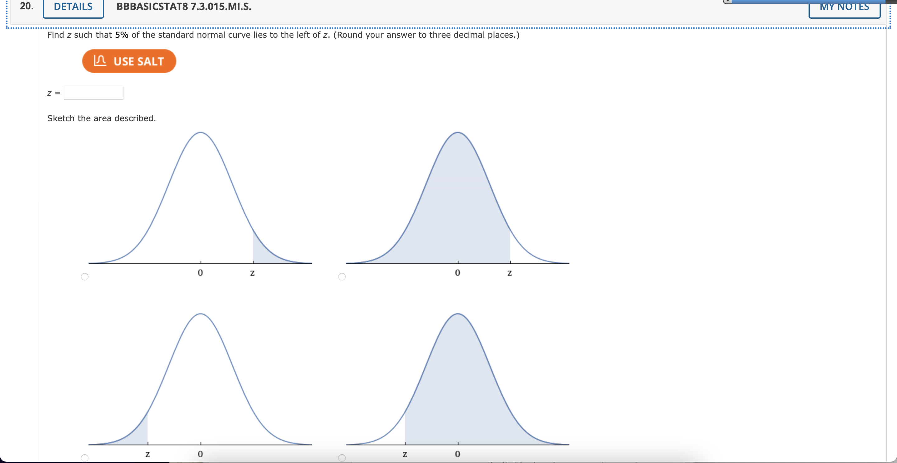 probability. ( Round your answer to four decimal places.) LA USE SALT