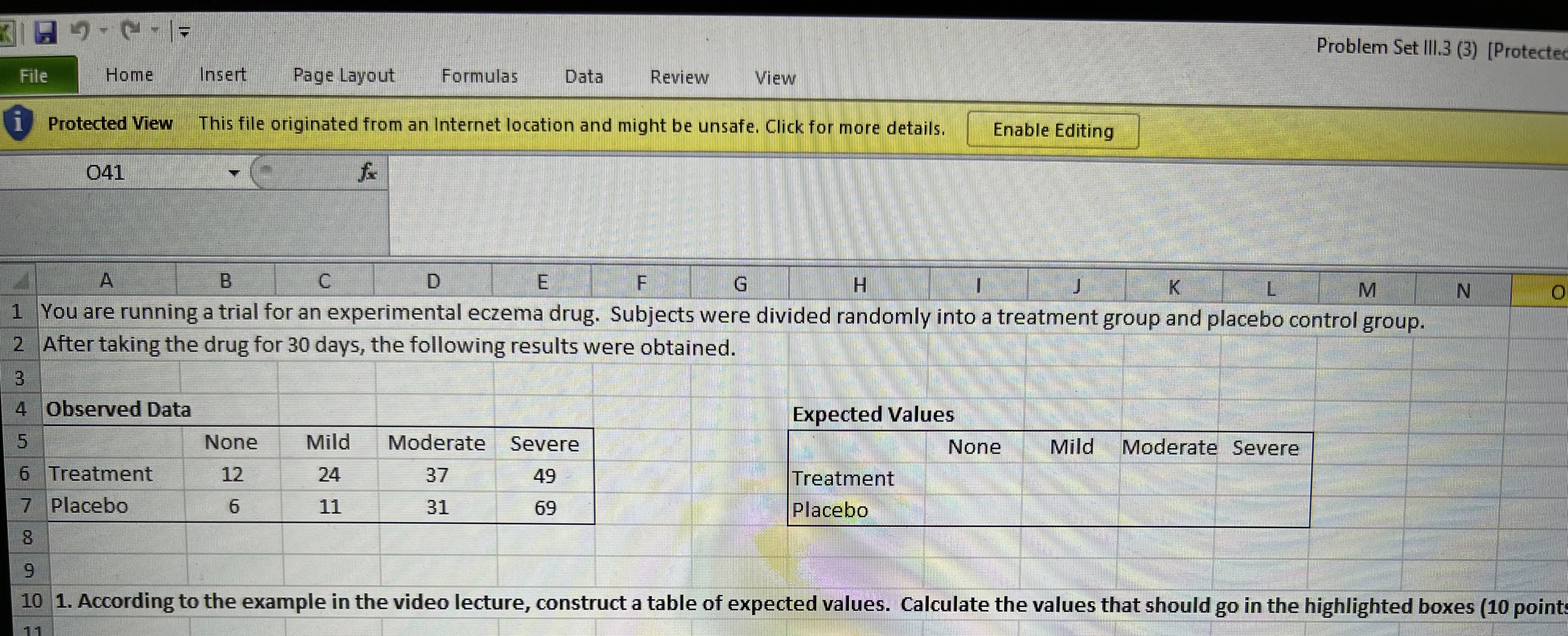 Problem Set Ill.3 (3) [Protected File Home Insert Page Layout Formulas