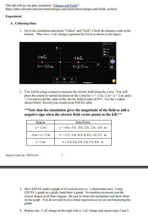  This lab will use the phet simulation "Charges and Fields": https://phet.colorado.edu/sims/html/charges-and-fields/latest/charges-and-fields_en.html