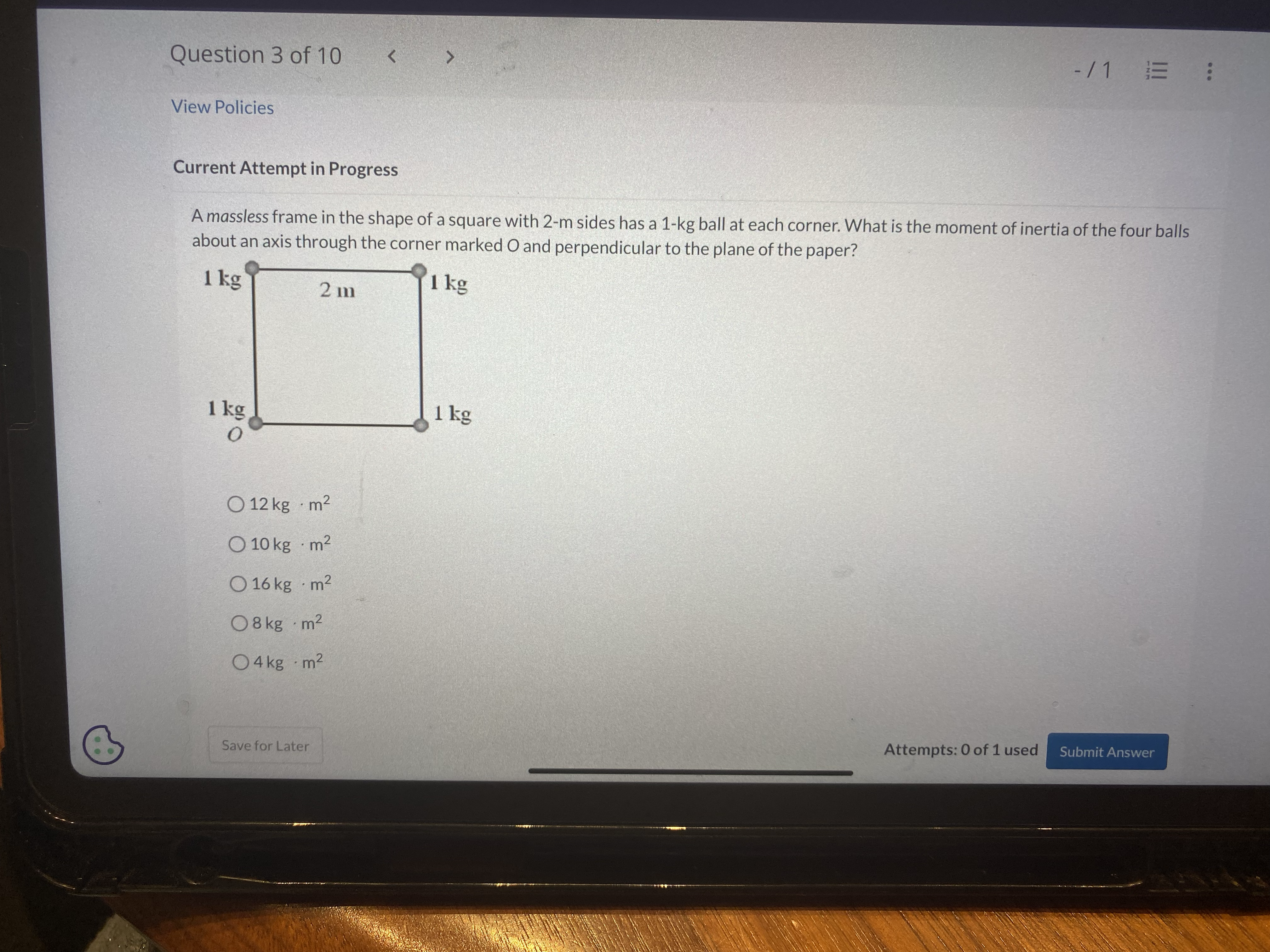 rad/s 3.0 rad/s 9.1 rad/s Save for Later Attempts: 0 of 1