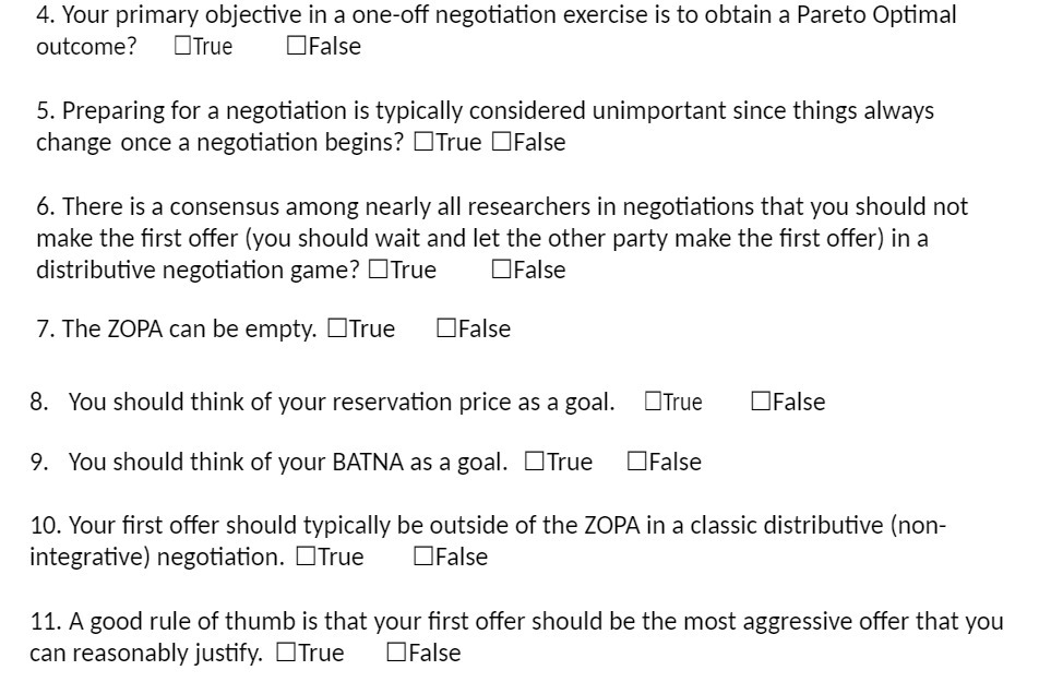  4. Your primary objective in a one-off negotiation exercise is to