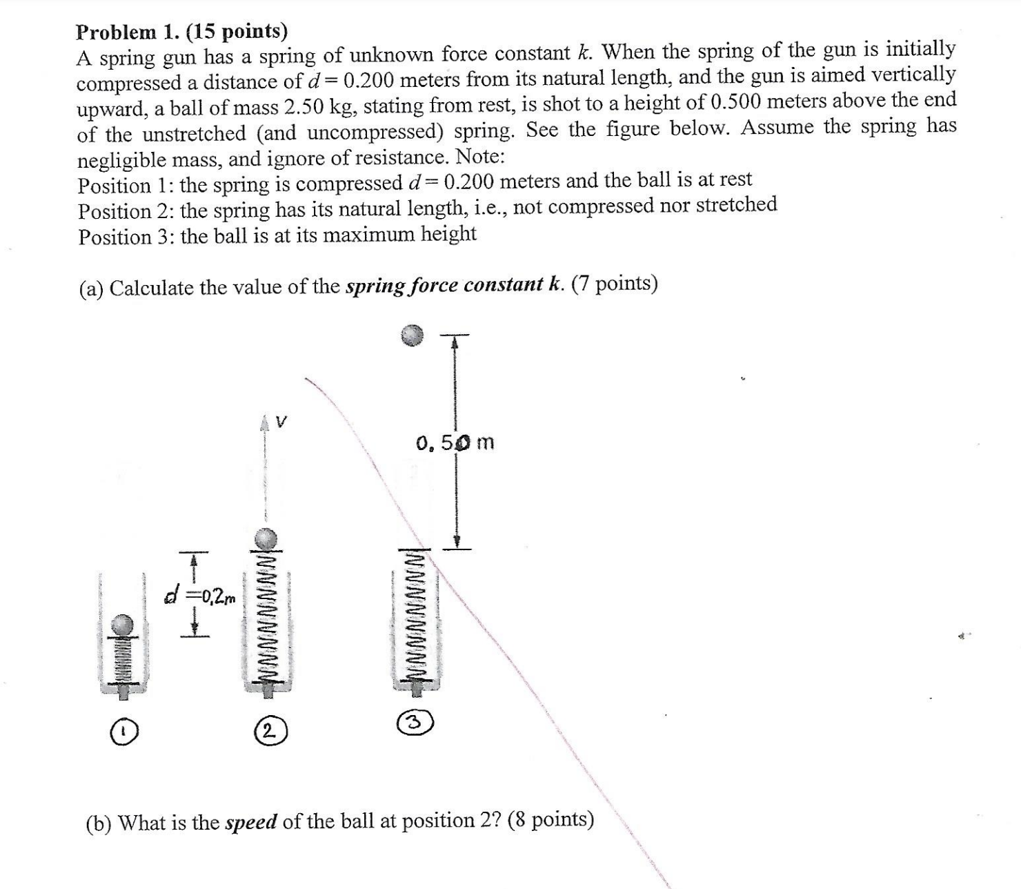 Problem 1. (15 points) A spring gun has a spring of