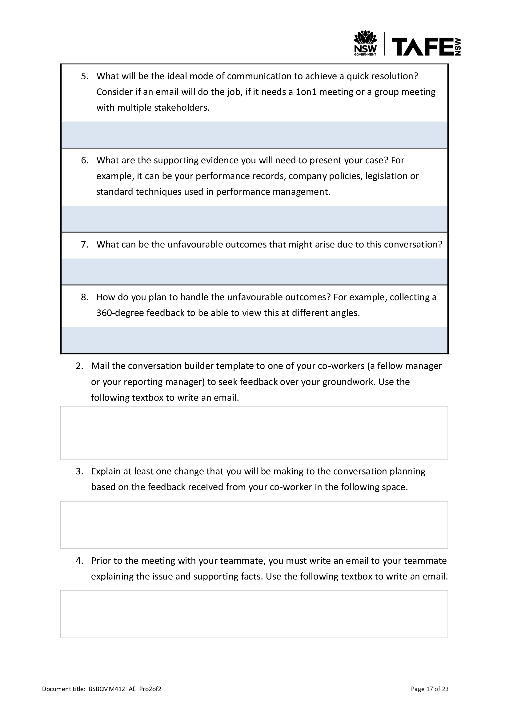 conversation with a colleague to address a need to improve their performance