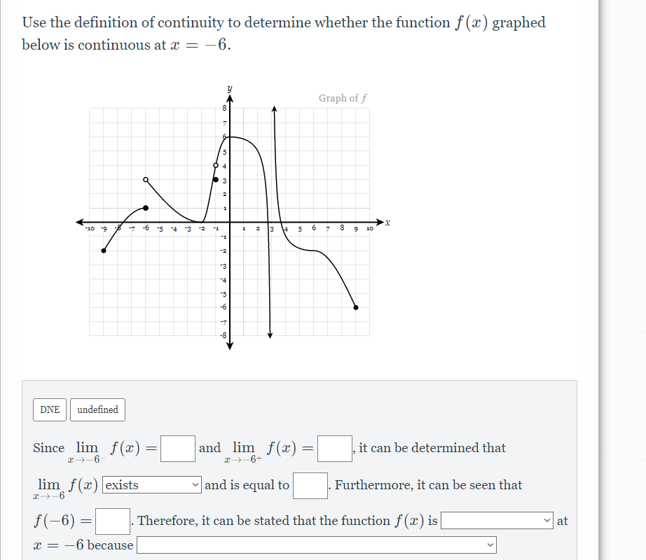 Use the denition of continuity to determine whether the function f