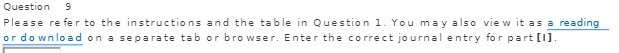  Question 9 Please refer to the instructions and the table in