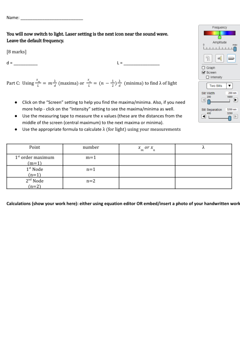 Simulator 2. Click on "Slits" 3. Under the "Amplitude" slide bar, change