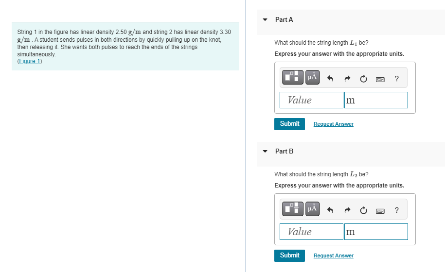 Part A String 1 in the figure has linear density 2.50