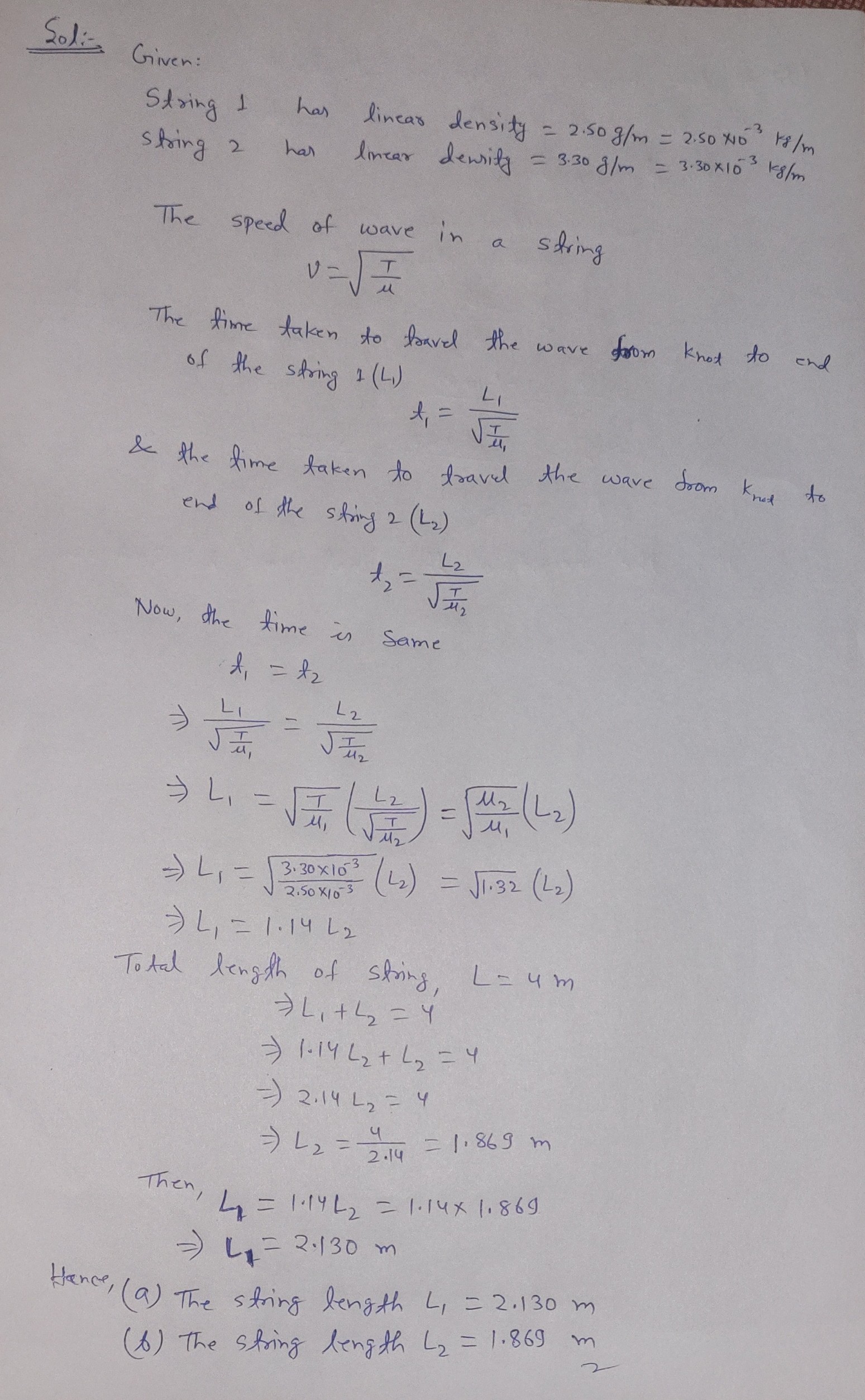 sends pulses in both directions by quickly pulling up on the knot,