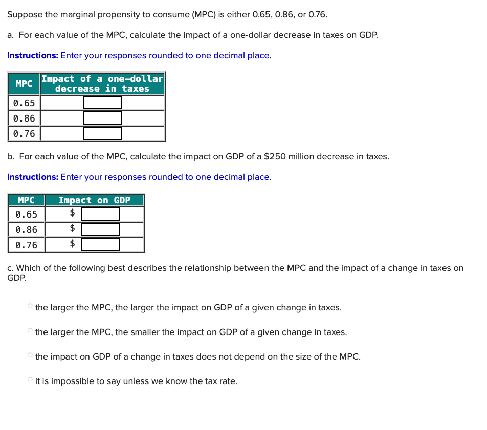 Please written by computer source Suppose the marginal propensity to consume (MPC)