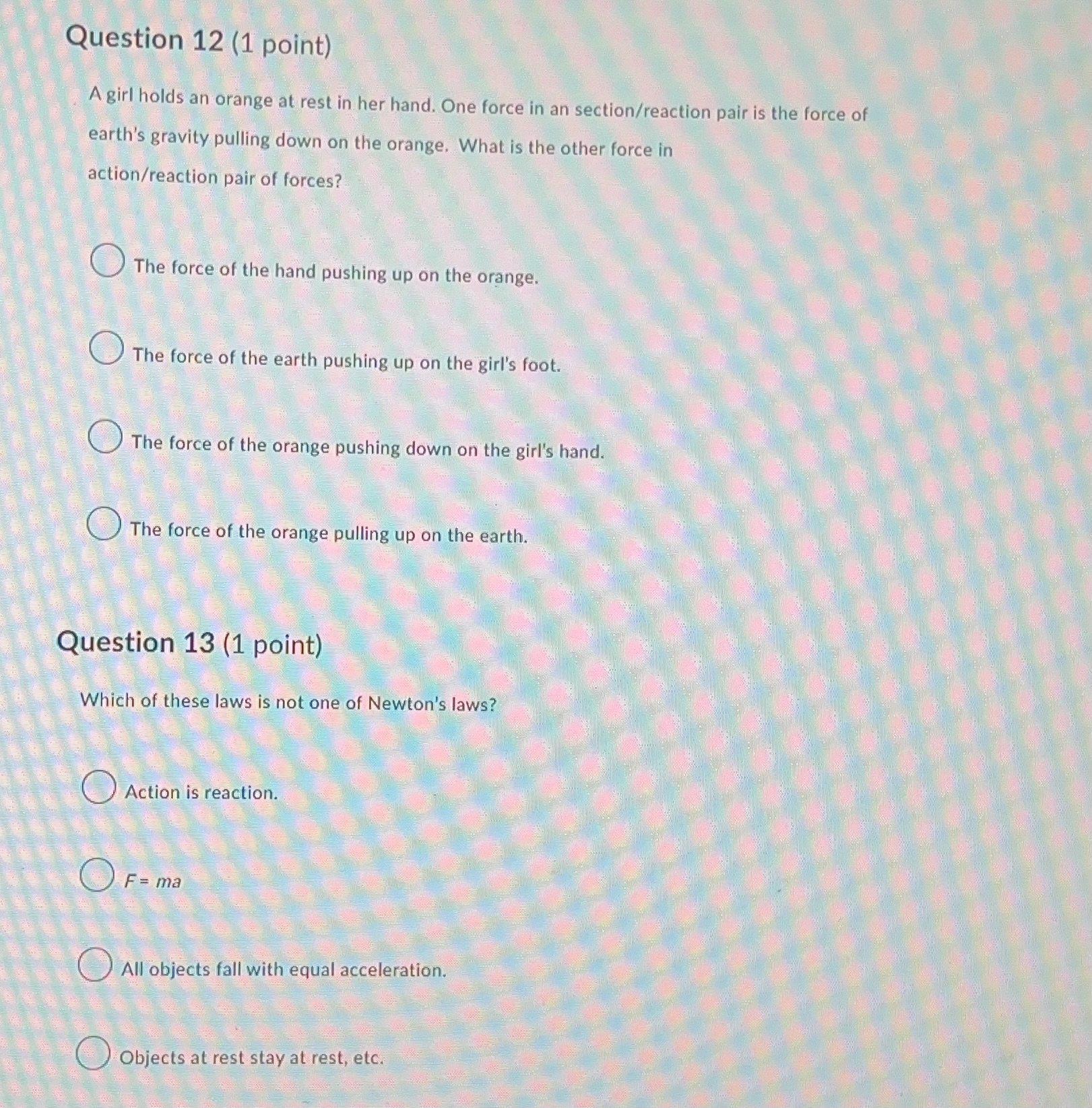 friction [right], and applied force [left]Question 2 (1 point) Person A and