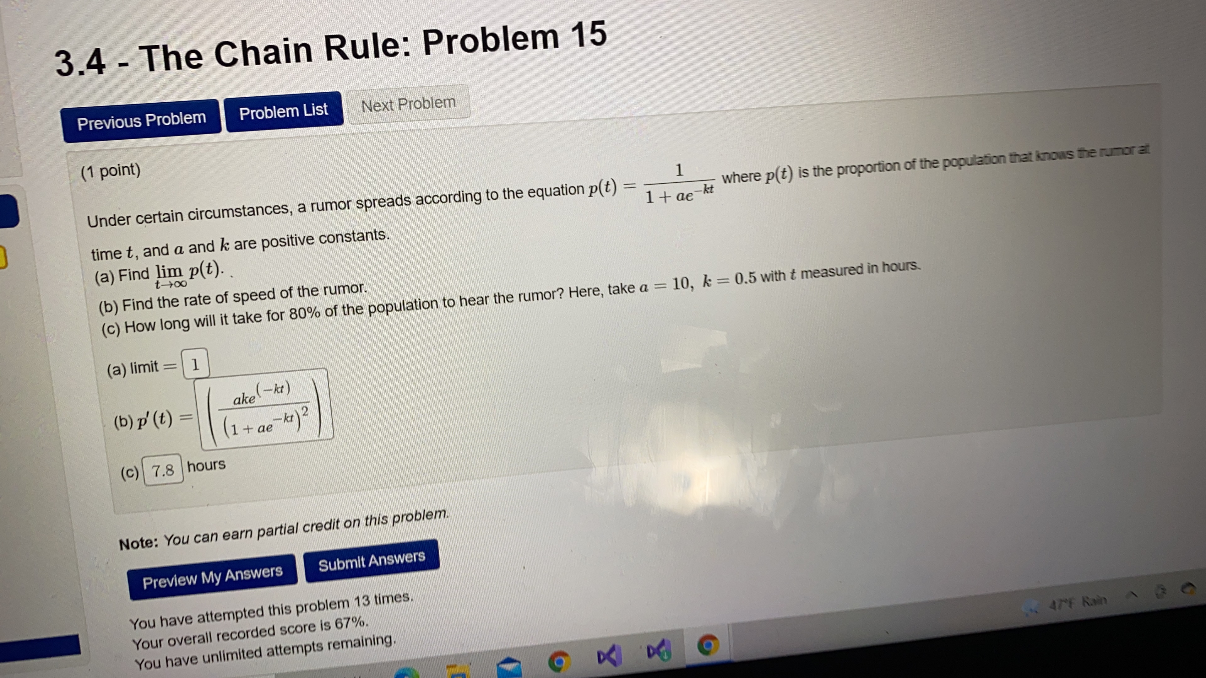  3.4 - The Chain Rule: Problem 15 Previous Problem Problem List