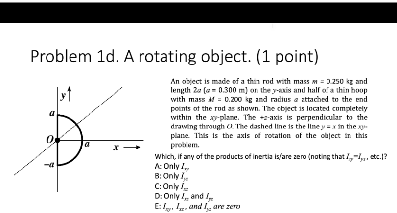  Problem 1d. A rotating object. (1 point) An object is made