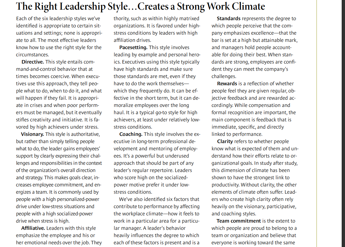 and leadership important and critical based on the articles you have reviewed?