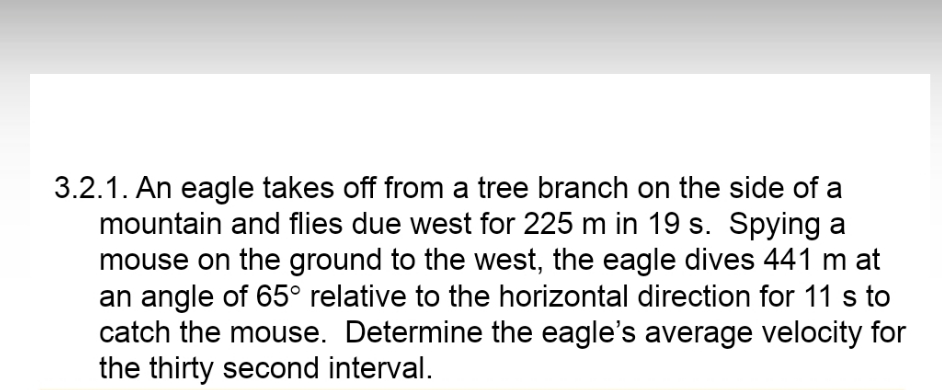 explain how to calculate please 3.2.1 . An eagle takes off from
