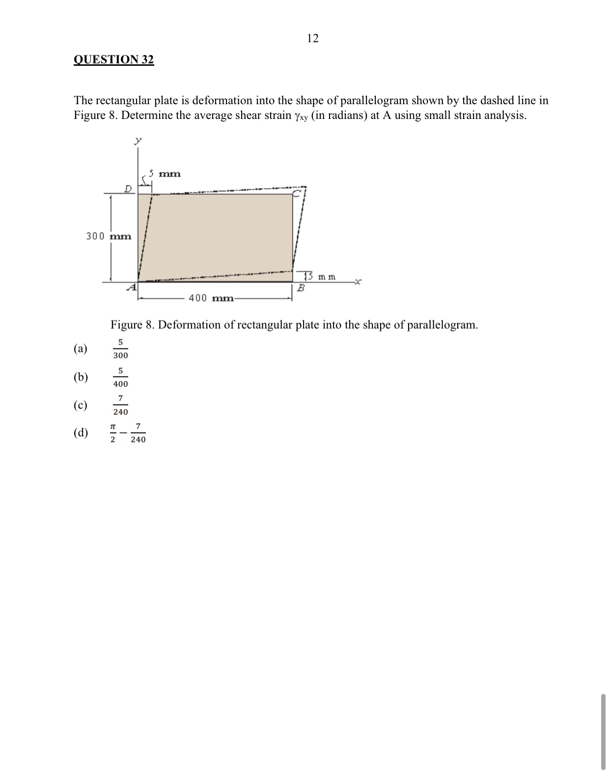 diameter is subjected to a load of 20 kN along its axis.