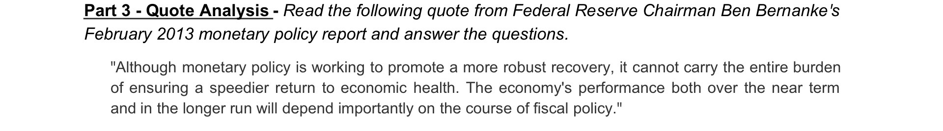  Part 3 - Quote Analysis - Read the following quote from