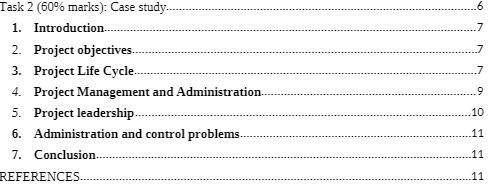  Task 2 (60% marks): Case study. 1. Introduction...... 2. Project objectives.