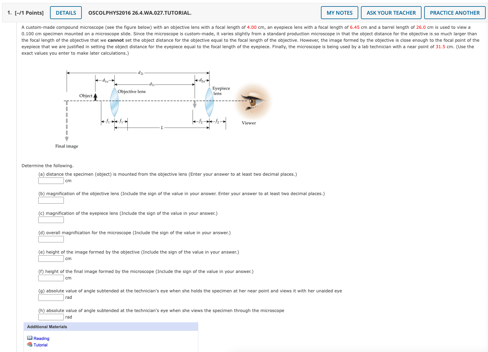  1. [11 Points] OSCOLPHYSZMG ZS.4.WA.OZT.TUTORIAL. ASK YOUR TEACHER PRACTICE ANOTHER A