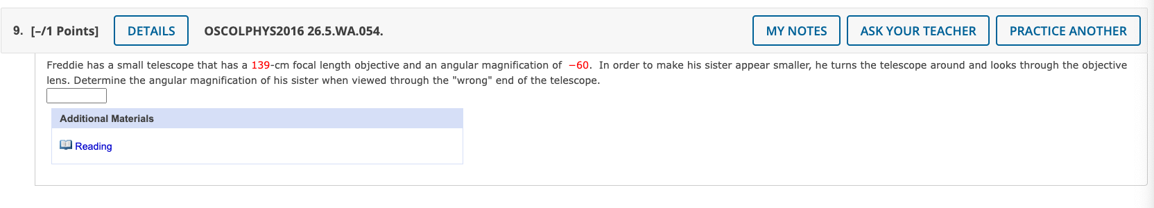 object distance for the objective equal to the focal length of the