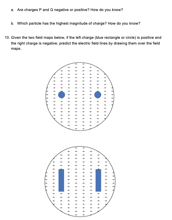 explanations, I WILL RATE GOOD 7. What would the electric field lines