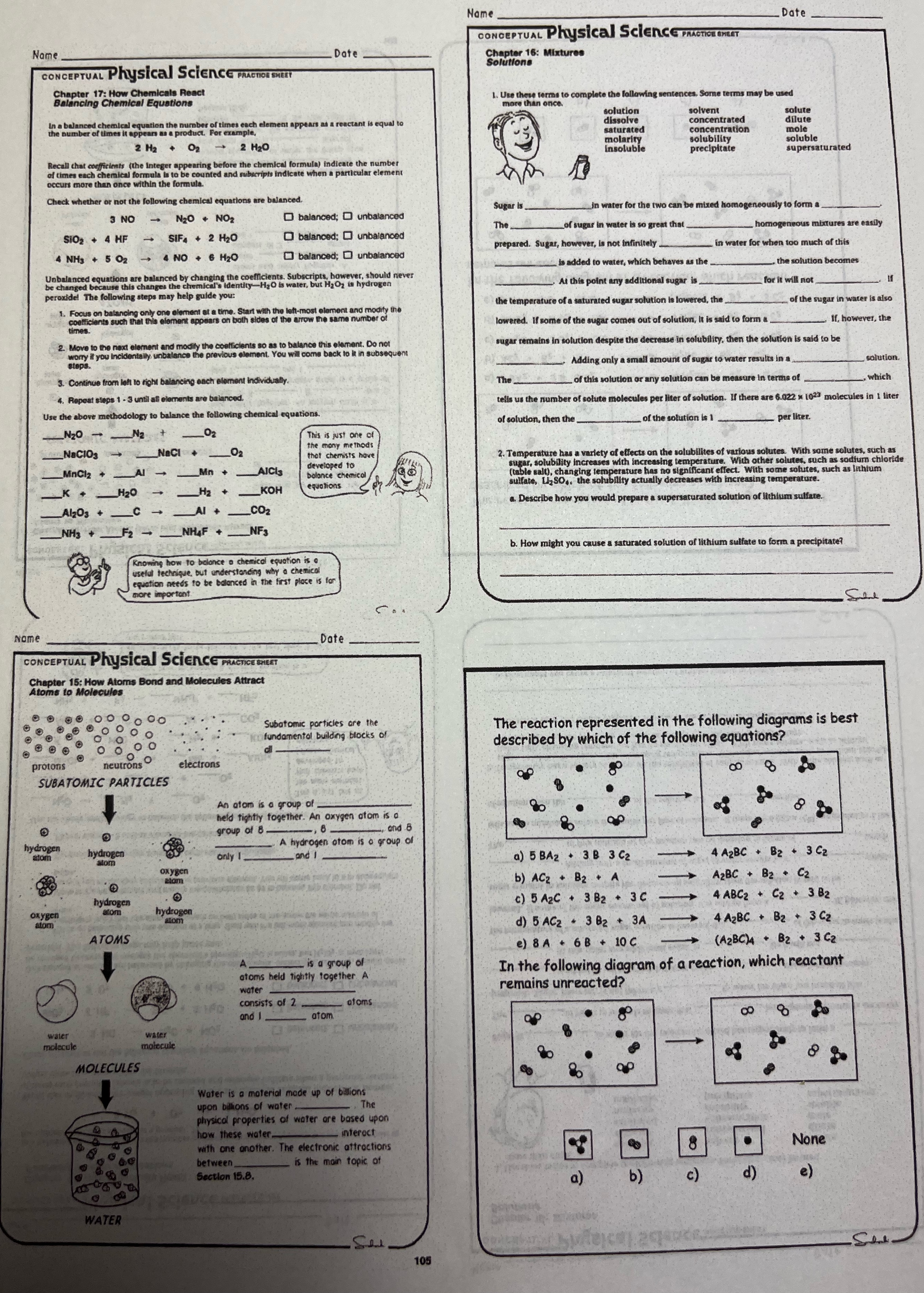 Could someone help me answer these questions? Name Date CONCEPTUAL Physical Science