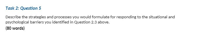 Task 2: Question 5 Describe the strategies and processes you would