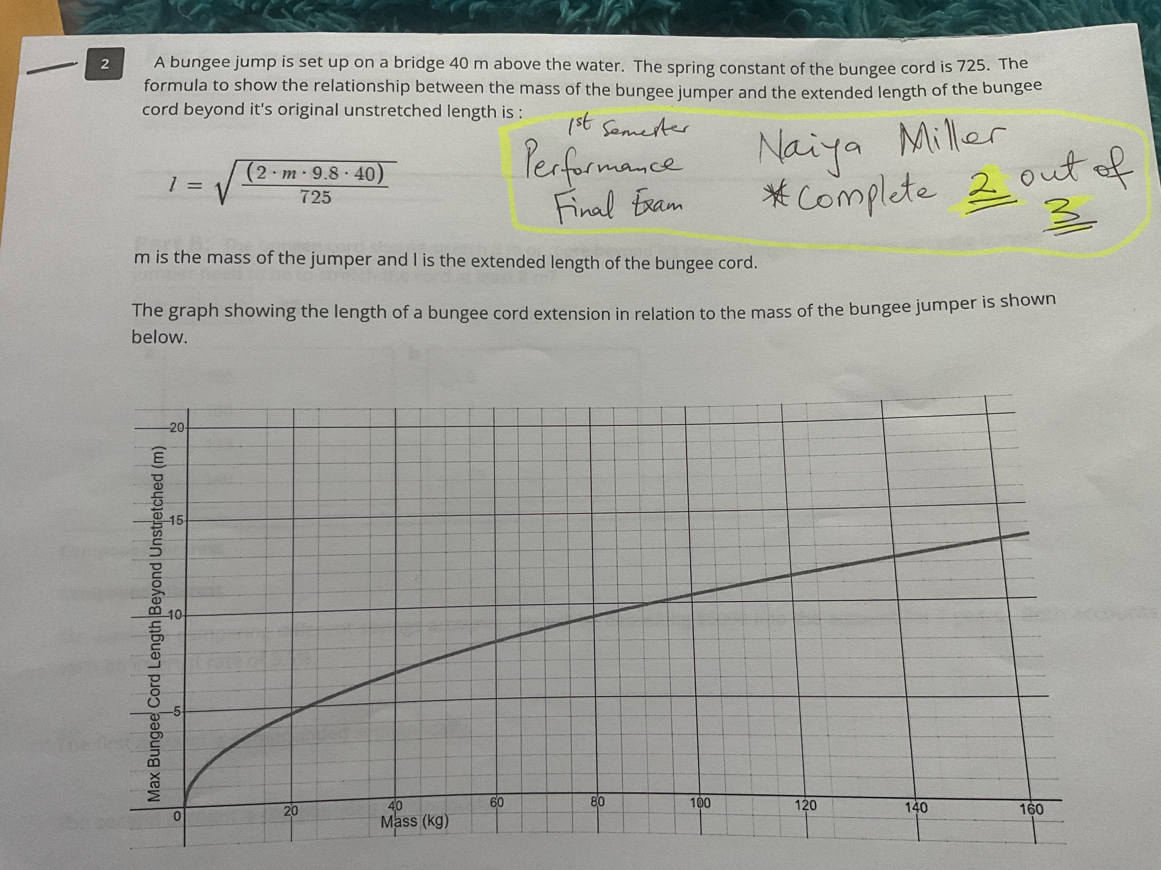  2 A bungee jump is set up on a bridge 40