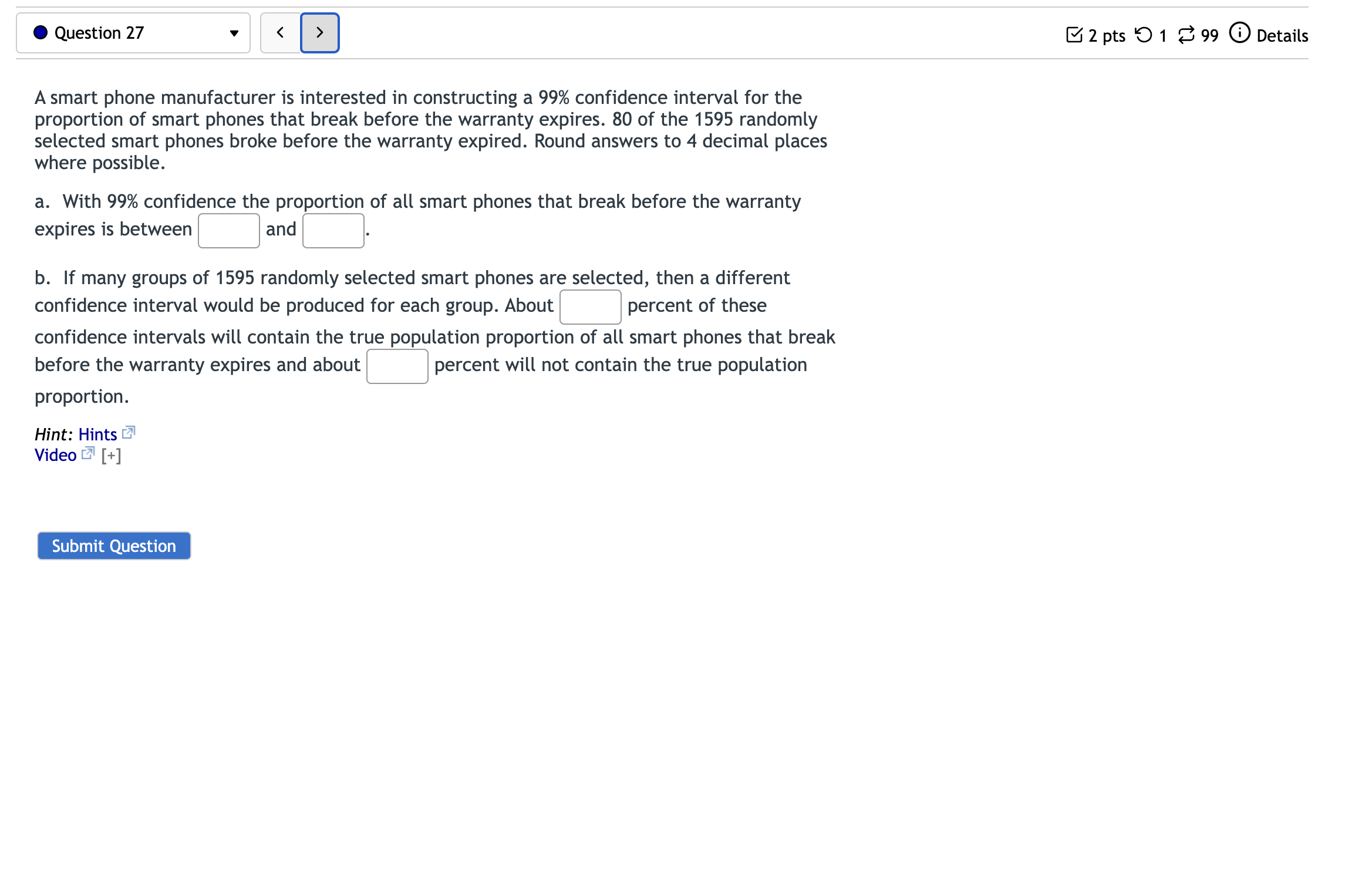  0 Question 27 v ' ' ' 81 pt '0 1