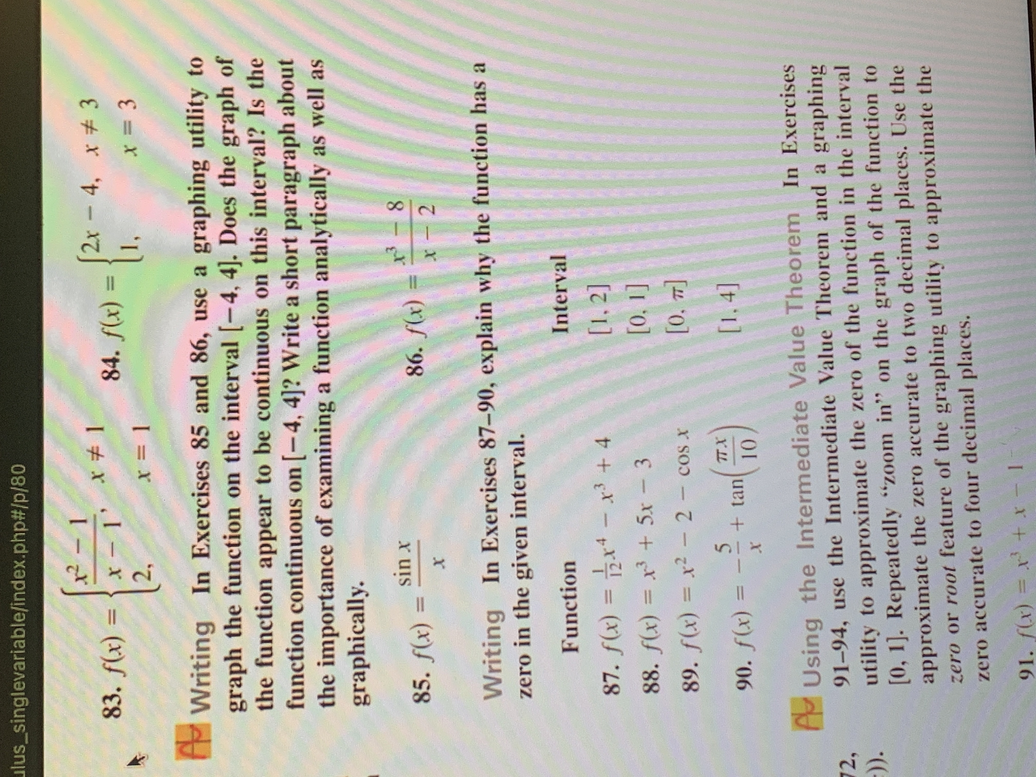 number 90 ulus_singlevariable/index.php#/p/80 83. f(x) = X - x # 84. f(x)