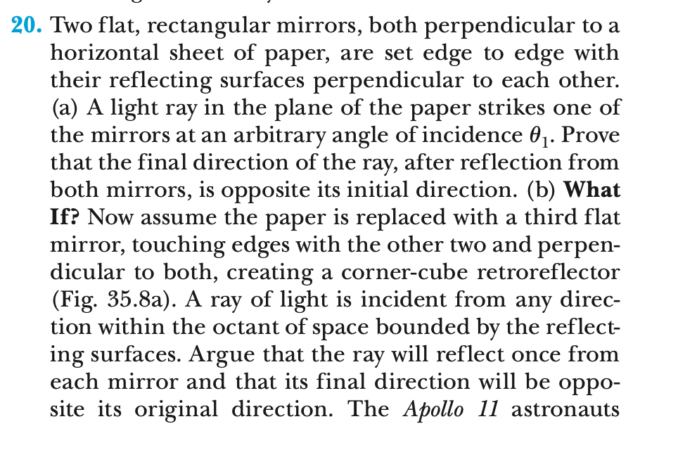 Hello, I need help with this question: 20. Two flat, rectangular mirrors,