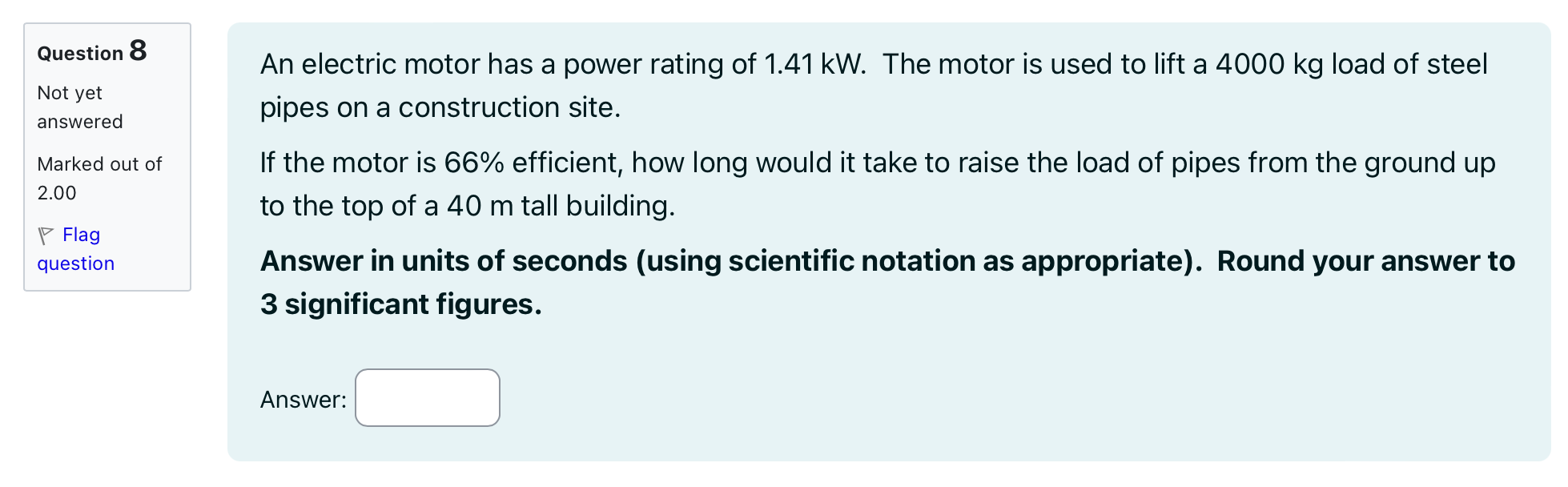 260 W. How much work can it do if it runs for