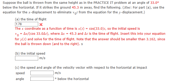  Suppose the ball is thrown from the same height as in