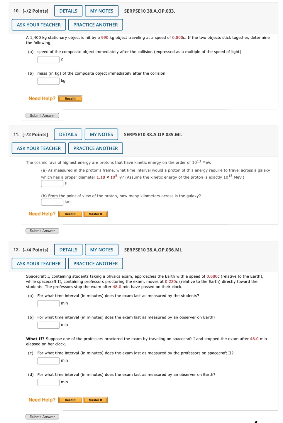  10. [-/2 Points] DETAILS MY NOTES SERPSE10 38.A.0P.033. ASK YOUR TEACHER