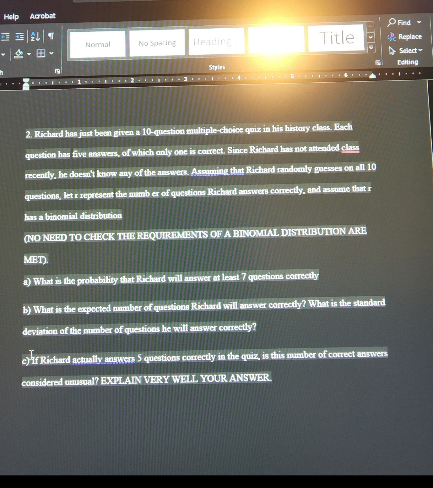Help Acrobat Find ~ ED 21 1 Normal No Spacing Heading
