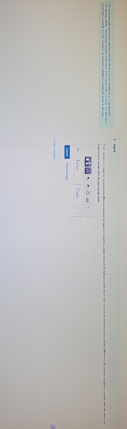  Part A The conducting path between the right hand and the