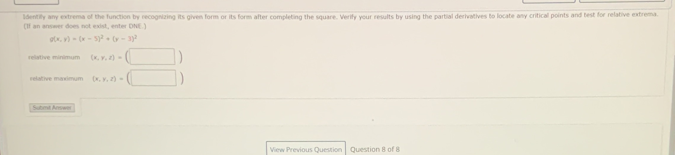 Identify any extrema of the function by recognizing its given form