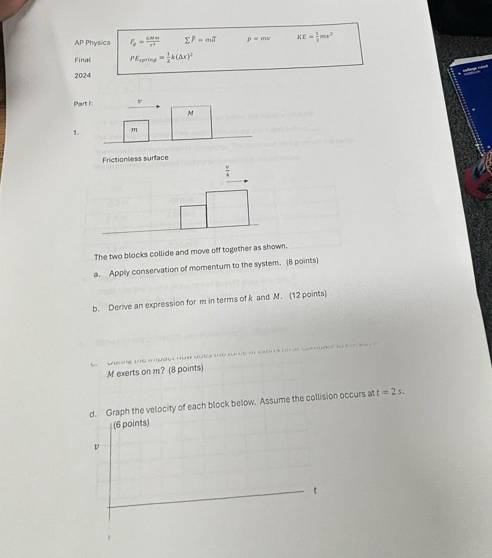 answer the questions and show work AP Physics Fo - GMm EF