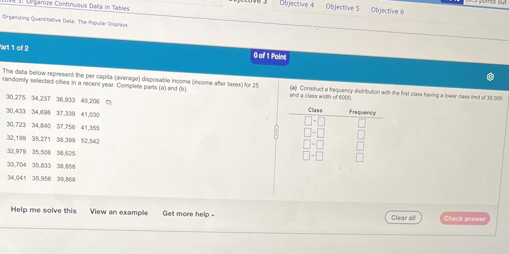 points out Objective 4 Objective 5 Objective 6 Organize Continuous Data