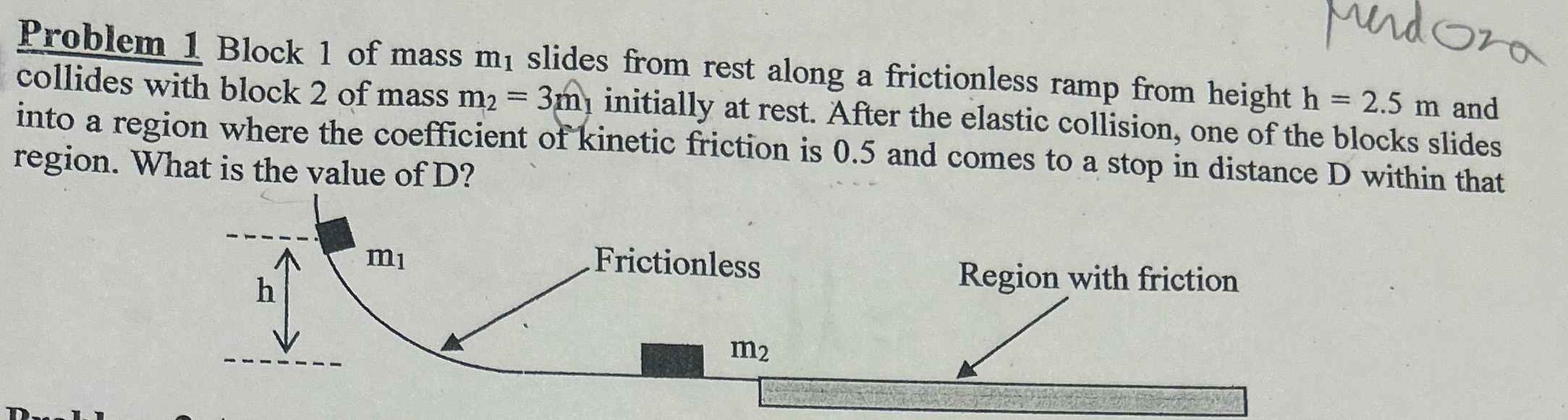 How do I solve for the distance? Mendoza Problem 1 Block 1