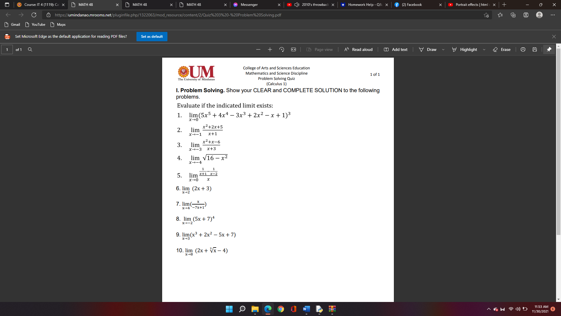 Course: IT 4 (1119): Ca X MATH 48 MATH 48 X