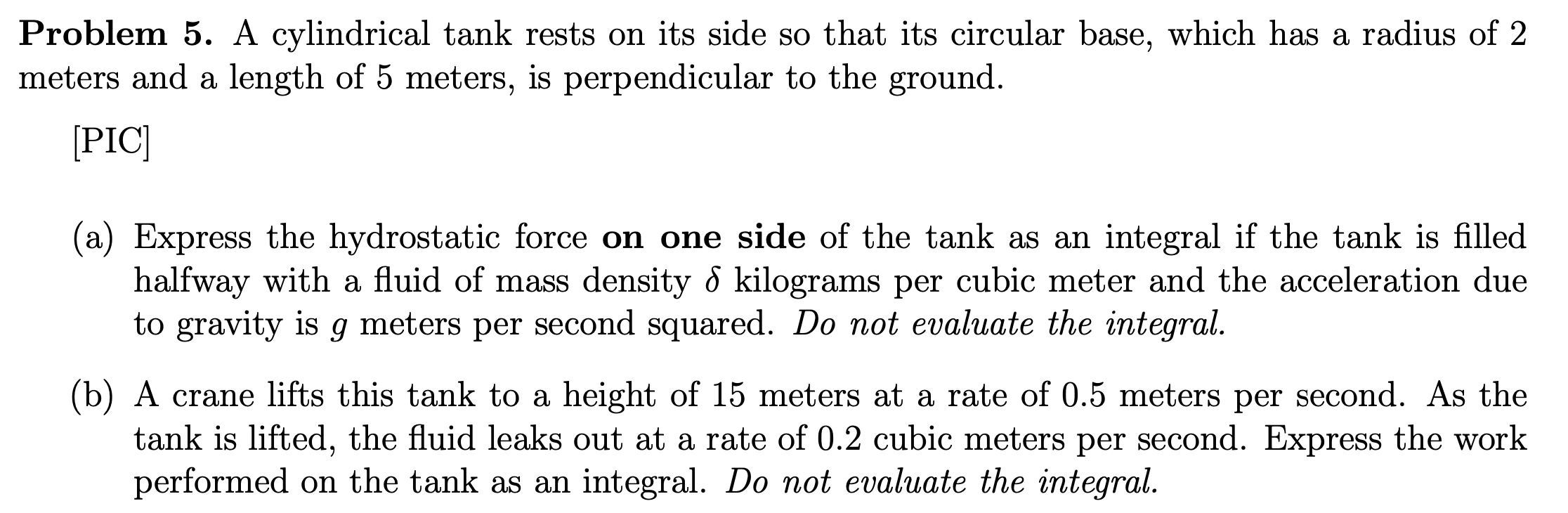 lled with sea water of density p in kg/m3. Its shape is