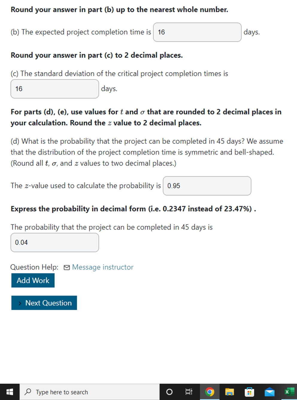 deviation of the critical project completion times you need only some of