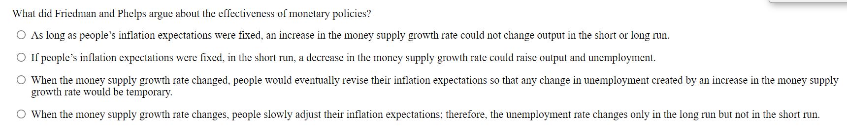 0 if the ination rate increases O if the government increases its