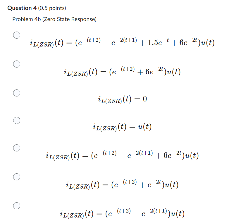for the zero state response and zero input response (ZSR and ZIR)