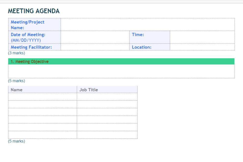 Complete the template below to describe what action items are expected from
