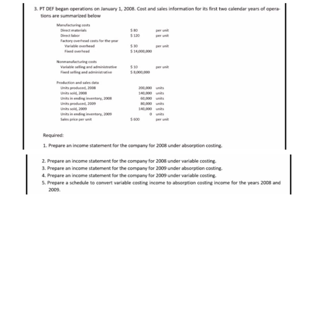 Please explain this question 3. PT DEF began operations on January 1,