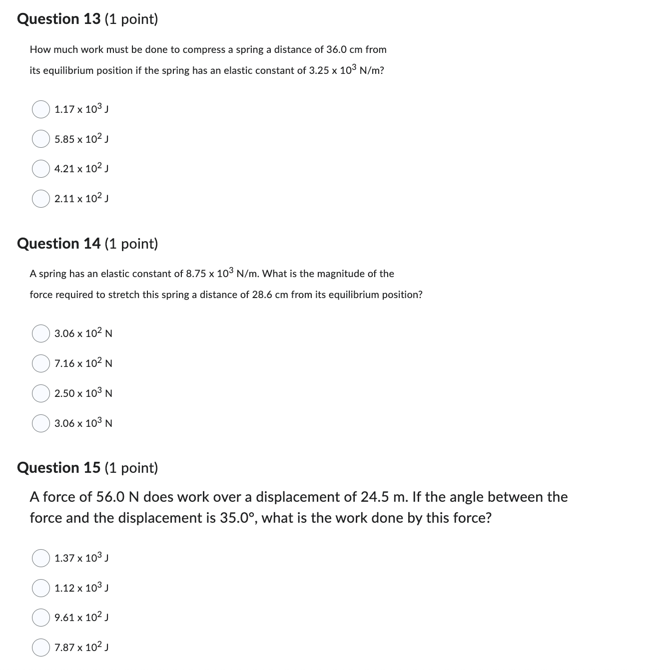 Joules of kinetic energy as it descends to the bottom of a