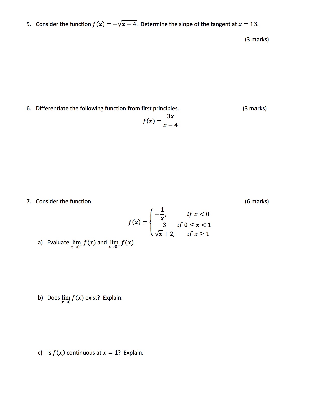  5. Consider the function f (x) = -Vx - 4. Determine